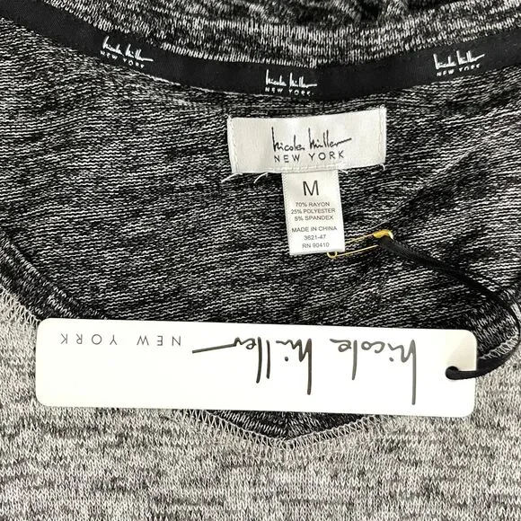 New Nicole Miller Knit V-Neck Color Block Top Women's Size Medium - Picture 3 of 7